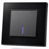 Cristal MMB-005 1 клавишный проходной выключатель с LED （Черный-Матовый）