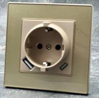 Cristal MMG-015 Розетка   с заземлением USB+TYPE-C（Золотой）