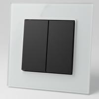 Glass  WMB-007 2 клавишный проходной выключатель（Черный-белый）