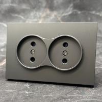 TC-031 Розетка двойная  без заземления 120 без рамки（Графит-Матовый）