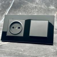 Cristal MMB-001/012 1 клавишный 1 полюсный выключатель/ Розетка   без заземления（Черный）