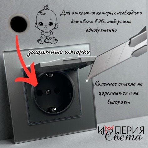 Glass MMC-017 Розетка с/з с крышкой（Серый)