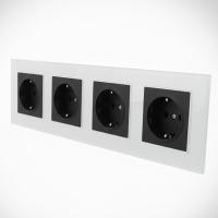 Glass WMB-4013 4 розетки с заземлением （Черный-белый）