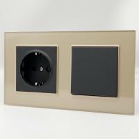 Glass GMB-001/013 1 клавишный 1 полюсный выключатель/ Розетка c заземлением（Черный-золото）
