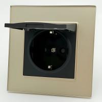 Glass GMB-017 Розетка с/з с крышкой（Черный-золото）