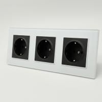 Glass WMB-3013 3 розетки с заземлением（Черный-белый）