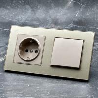 Cristal MMG-001/013 1 клавишный 1 полюсный выключатель/ Розетка c заземлением（Золотой）