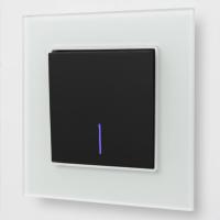 Glass WMB-005 1 клавишный проходной выключатель с LED（Черный-белый）