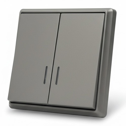 Elegant MTC-009 2 клавишный проходной  выключатель с LED（Графит-Матовый）