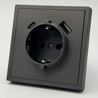 Art MTC-015 Розетка   с заземлением USB+TYPE C（Графит-Матовый）（FAST CHARGE）