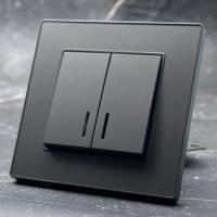 Cristal MMC-008 2 клавишный 1 полюсный выключатель с LED（Серый）