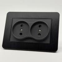 Aluminum MMB-031 Розетка двойная  без заземления 120（Черный-Матовый）
