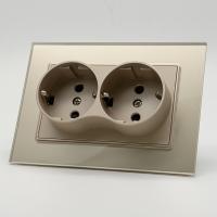 Glass MMG-030 Розетка двойная  с заземлением 120 （Золото-Матовый）