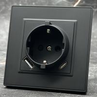Nature MMB-015 Розетка   с заземлением USB+TYPE-C（Черный）