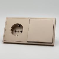 Art MTG-001/013 1 клавишный 1 полюсный выключатель/ Розетка c заземлением（Золото-Матовый）