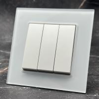 Glass MMW-010 3 клавишный 1 полюсный выключатель（Белый）