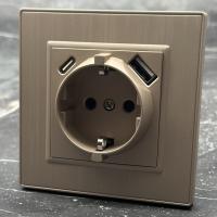 Nature MMG-015 Розетка   с заземлением USB+TYPE-C（Золотой）