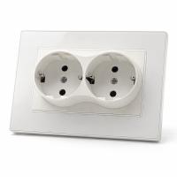 Cristal MMW-030 Розетка двойная  с заземлением 120 （Белый-Матовый）