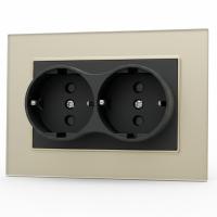 Glass GMB-030 Розетка двойная  с заземлением 120（Черный-золото）