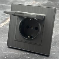 Nature MMC-017 Розетка с/з с крышкой（Серый)