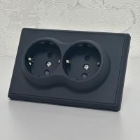Elegant MTB-030 Розетка двойная  с заземлением 120（Черный-Матовый）