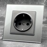 Glass MMC-013 Розетка   с заземлением（Серый）