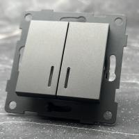 MC-008 2 клавишный 1 полюсный выключатель с LED без рамки（Графит-Матовый）