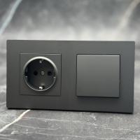 Grace MMC-001/013 1 клавишный 1 полюсный выключатель/ Розетка c заземления（Серый）