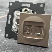 MG-024 Компьютерная cat 6e+Телевизионная розетка без рамки（Золото-Матовый）