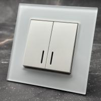 Glass MMW-009 2 клавишный проходной выключатель с LED（Белый）