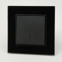 Glass MMB-005 1 клавишный проходной выключатель с LED（Черный-Матовый）