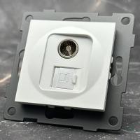 MW-024 Компьютерная cat 6e+телефонная розетка без рамки（Белый-Матовый）