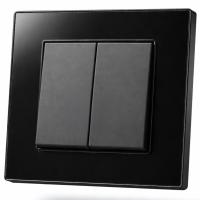 Cristal MMB-007 2 клавишный проходной выключатель（Черный）