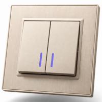 Nature MMG-008 2 клавишный 1 полюсный выключатель с LED（Золотой）