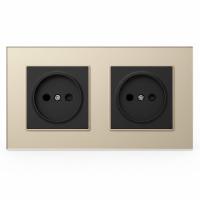 Glass GMB-2012 2 розетки без заземления （Черный-золото）