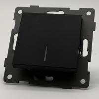 MB-005 1 клавишный проходной выключатель с LED без рамки（Черный-Матовый）