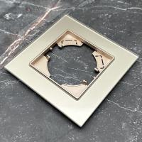 Glass G-101 1-постовая рамка (каленное стекло) (Золото-Матовый)