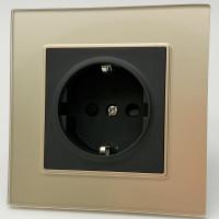 Glass GMB-013 Розетка   с заземлением（Черный-золото）