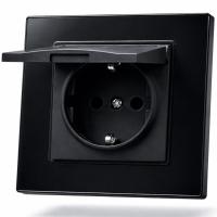 Cristal MMB-017 Розетка с/з с крышкой（Черный）