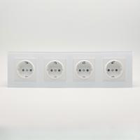 Glass MMW-4013 4 розетки с заземлением（Белый）