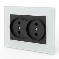 Glass  WMB-031 Розетка двойная  без заземления 120（Черный-белый）