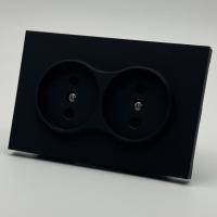 TB-031 Розетка  двойная без заземления 120  без  рамки（Черный-Матовый）