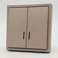 Art MTG-009 2 клавишный проходной  выключатель с LED（Золото-Матовый）