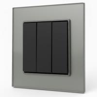 Glass CMB-010 3 клавишный 1 полюсный выключатель（Черный-графит）