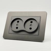 Aluminum MMC-031 Розетка двойная  без заземления 120（Графит-Матовый）