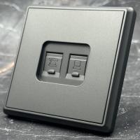 Elegant MTC-023 Телефонная+Компьютерная розетка RJ-45 cat6e 10GB（Графит-Матовый）