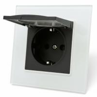 Glass  WMB-017 Розетка с/з с крышкой（Черный-белый）