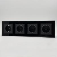 Glass MMB-4013 4 розетки с заземлением（Черный）