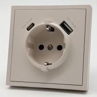 Art MTS-015 Розетка   с заземлением USB+TYPE C（Кашемир-Матовый）（FAST CHARGE）