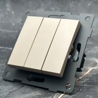 MG-010 3 клавишный 1 полюсный выключатель без рамки（Золото-Матовый）